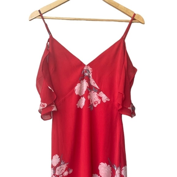 Lulus Floral Midi Sundress Small Asymmetrical Hem Ruffle Spring Wedding Guest - Picture 7 of 12